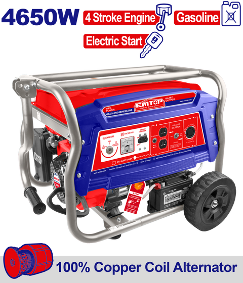Generador a gasolina de 4650 watts motor 4T EMTOP ULGGRD4511
