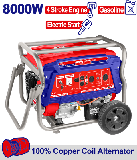Generador a gasolina de 8000 watts motor 4T EMTOP ULGGRD8011