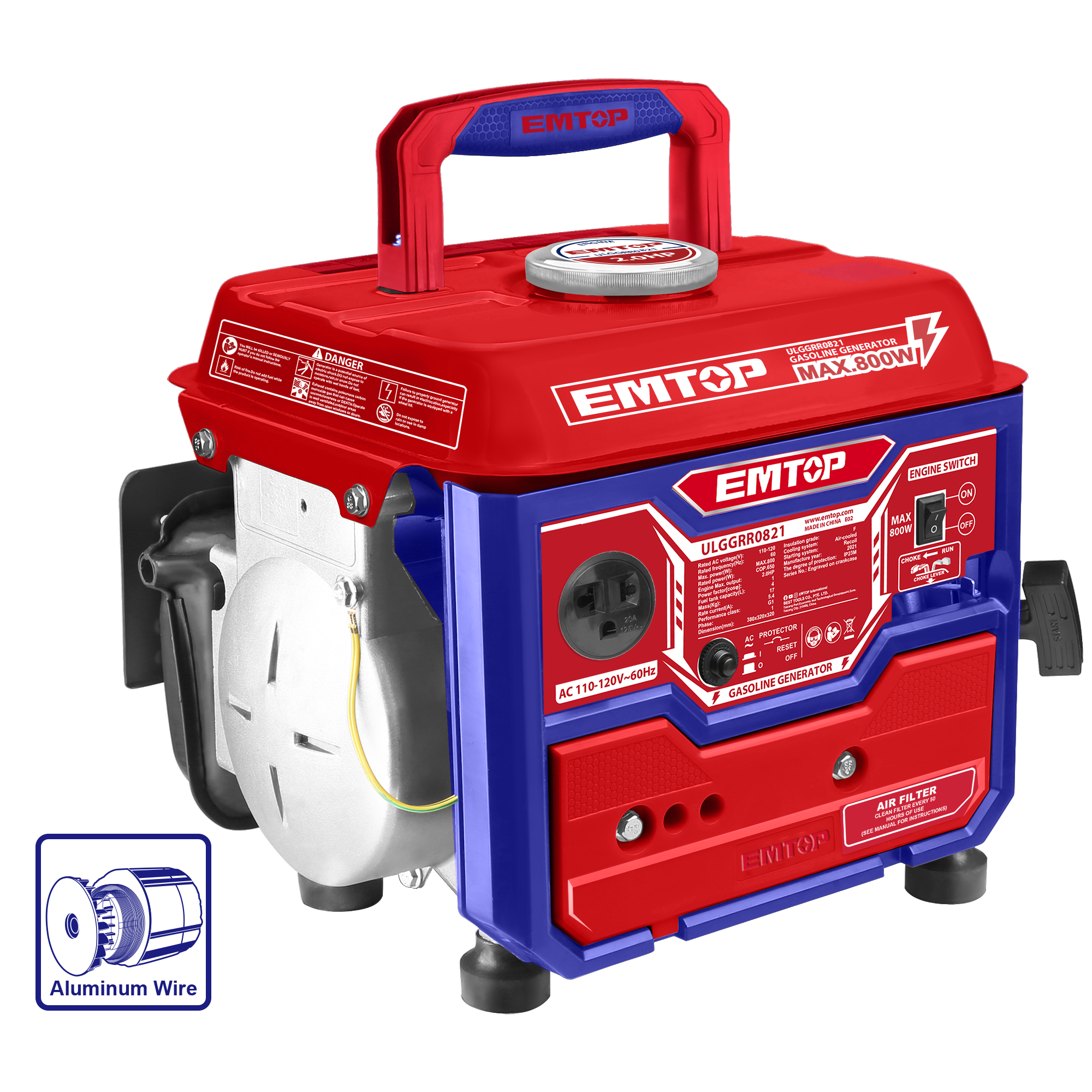 Generador eléctrico a gasolina motor 2T 800W