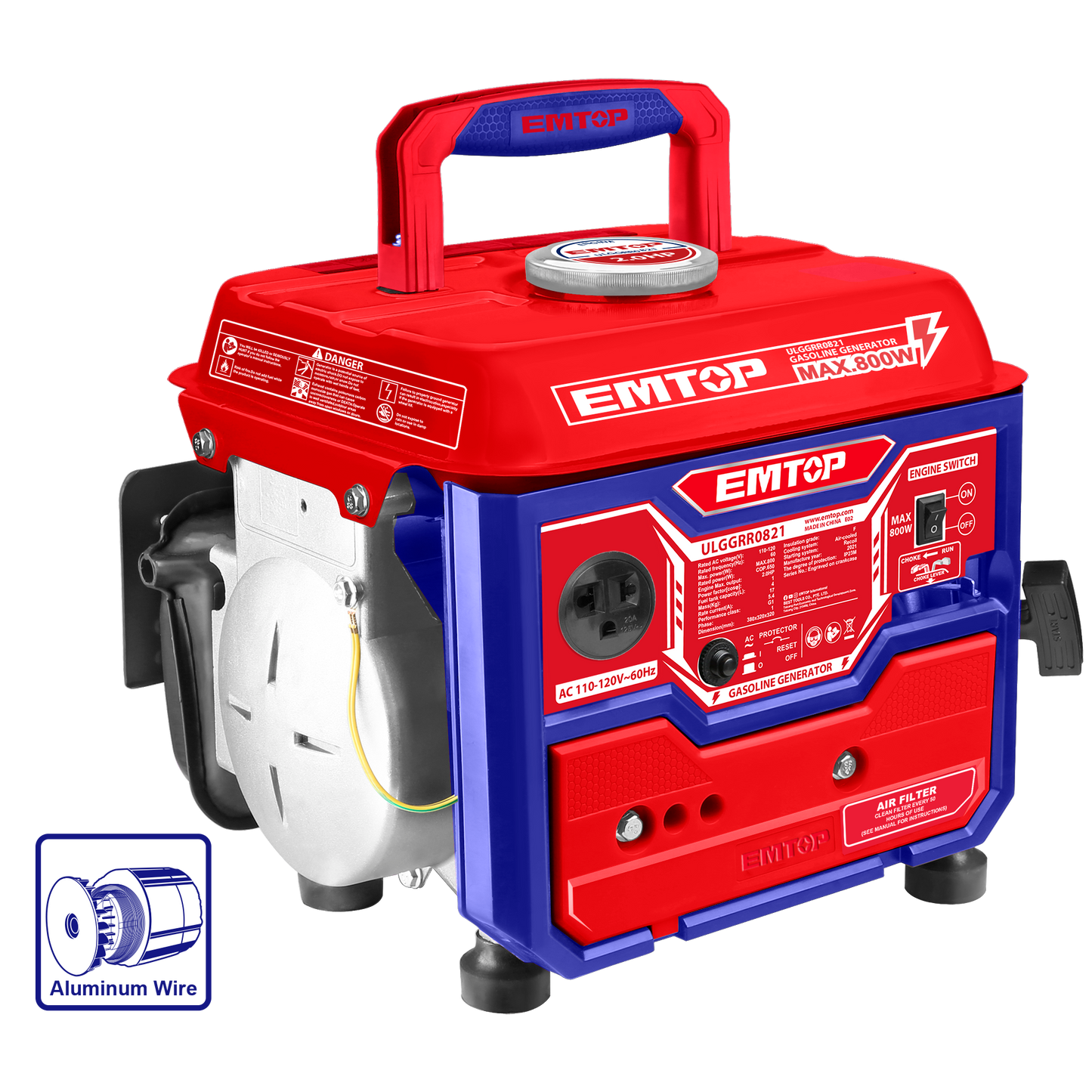 Generador eléctrico a gasolina motor 2T 800W