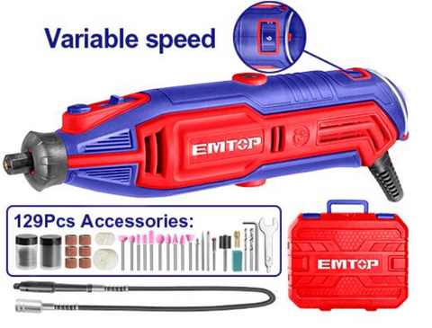 Mini amoladora eléctrica con maletín y accesorios Emtop ULMGK1301