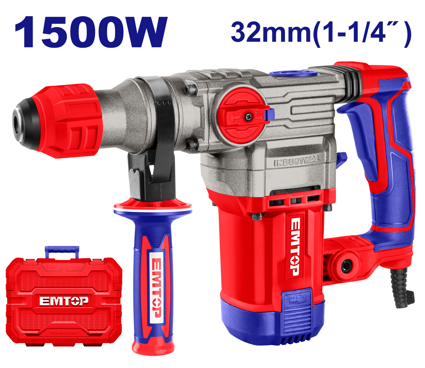 Rotomartillo SDS PLUS INDUSTRIAL de 1500 watts Emtop ULRHRP1503