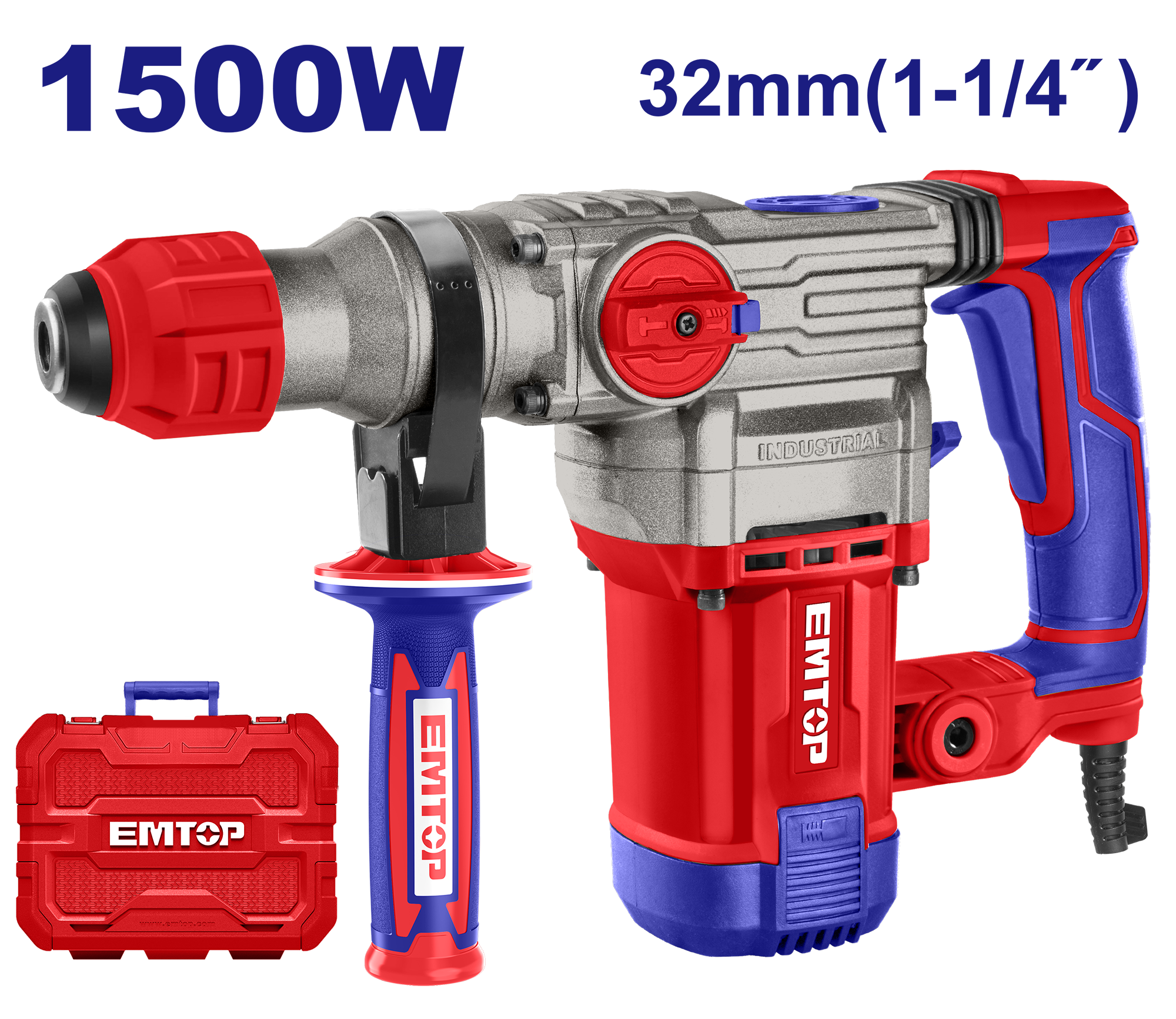 Rotomartillo SDS PLUS INDUSTRIAL de 1500 watts Emtop ULRHRP1503