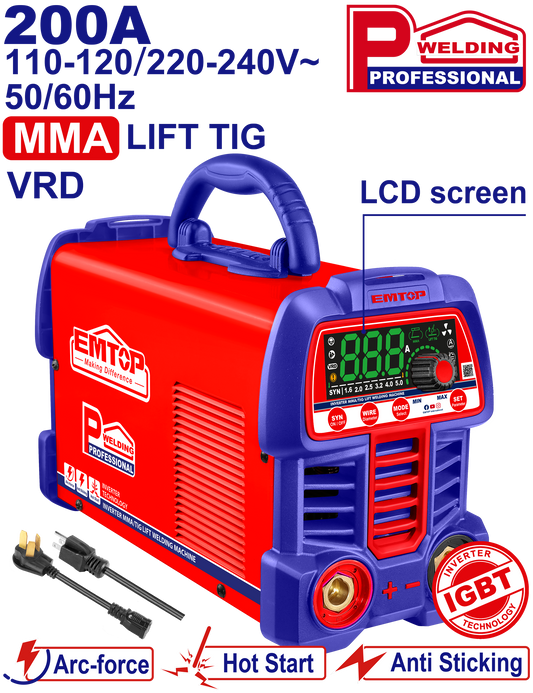 Soldadora inverter MMA / TIG 200A Emtop ULWDEM20611