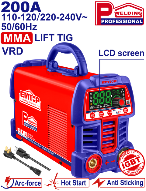 Soldadora inverter MMA / TIG 200A Emtop ULWDEM20611