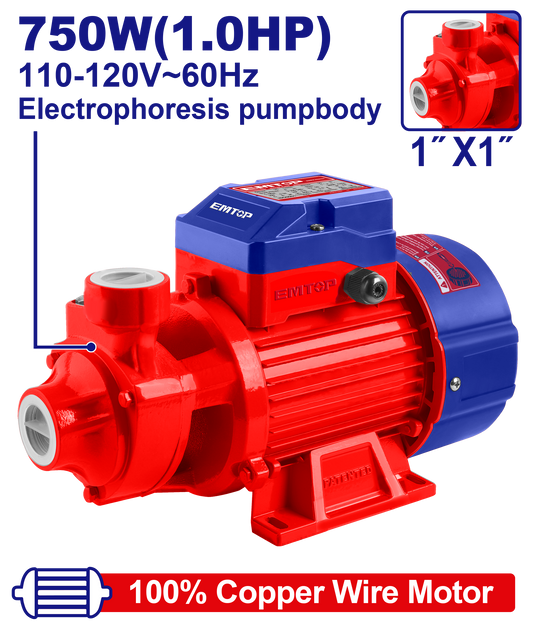 Bomba de agua periférica Emtop ULWPPV07501 de 750W 1.0HP