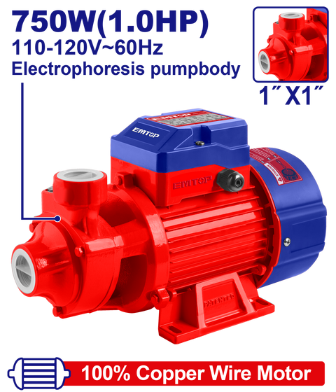 Bomba de agua periférica Emtop ULWPPV07501 de 750W 1.0HP