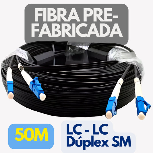 Fibra óptica pre-fabricada LC-LC dúplex monomodo de 50 metros
