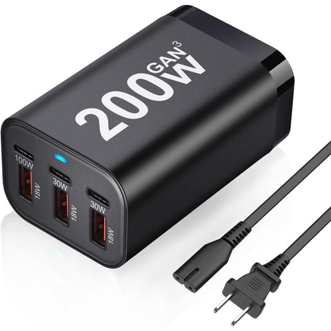 Cargador rápido USB 6 en 1 de 200 watts
