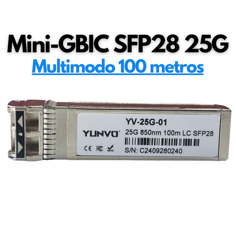Transceptor Mini GBIC SFP28 LC 25G Dúplex 850nm 100 metros