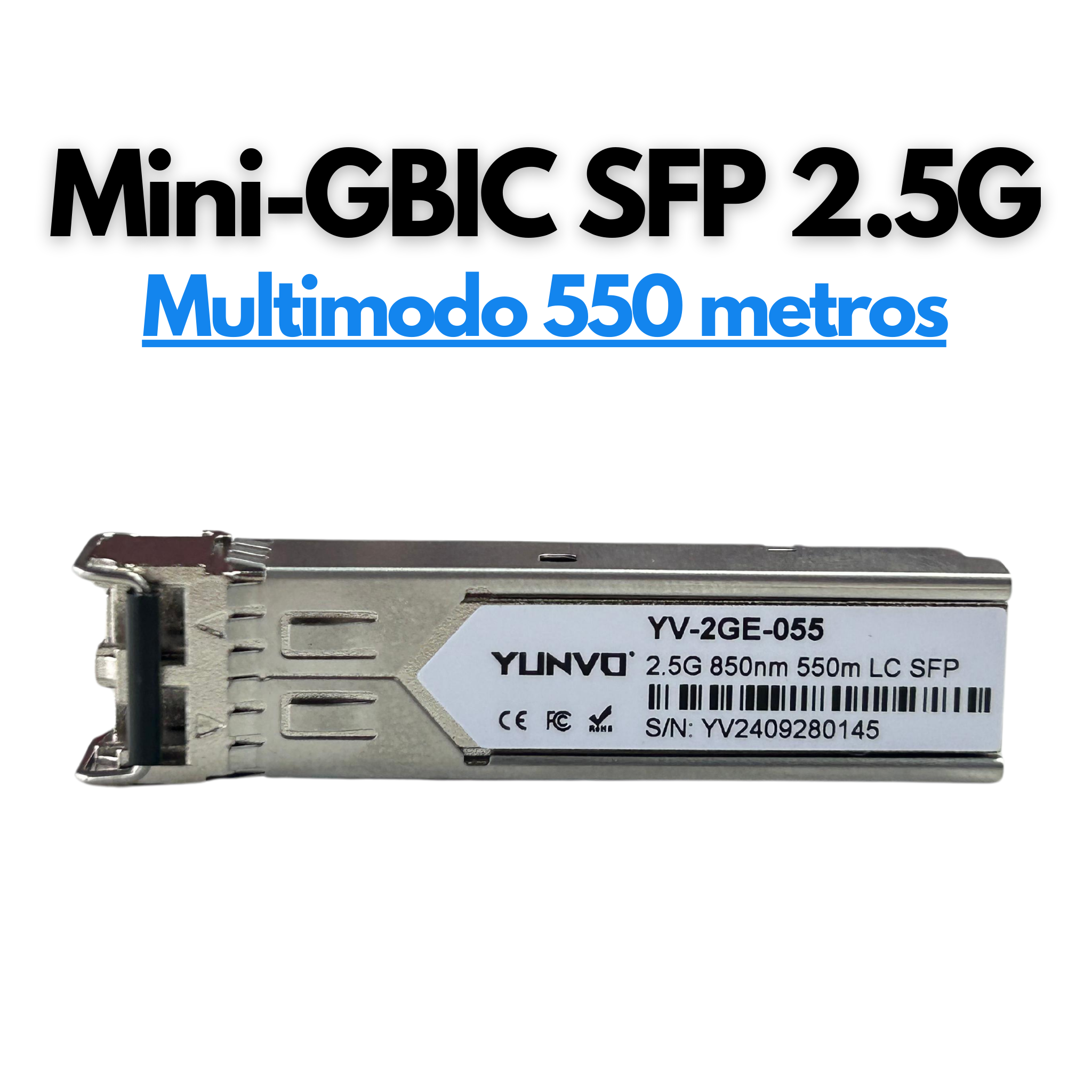 Transceptor Mini GBIC SFP LC 2.5G Dúplex 850nm 550 metros