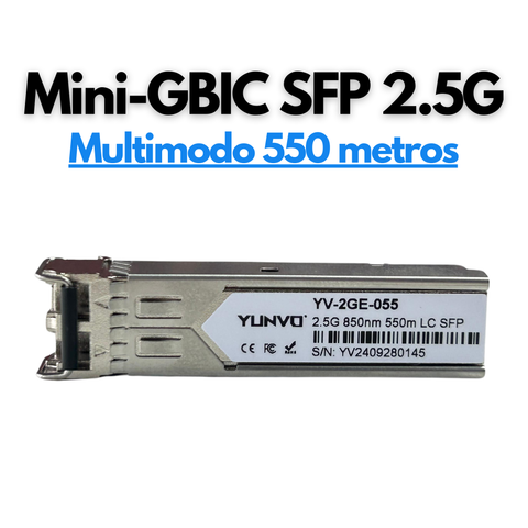 Transceptor Mini GBIC SFP LC 2.5G Dúplex 850nm 550 metros