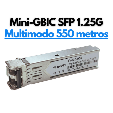 Transceptor Mini GBIC SFP LC 1.25G Dúplex 850nm 550 metros