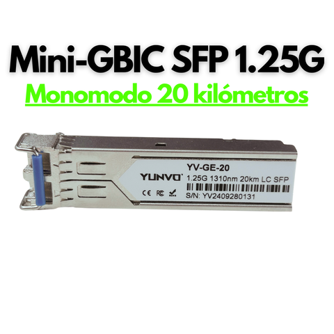 Transceptor Mini GBIC SFP LC 1.25G Dúplex 1310nm 20 kilómetros