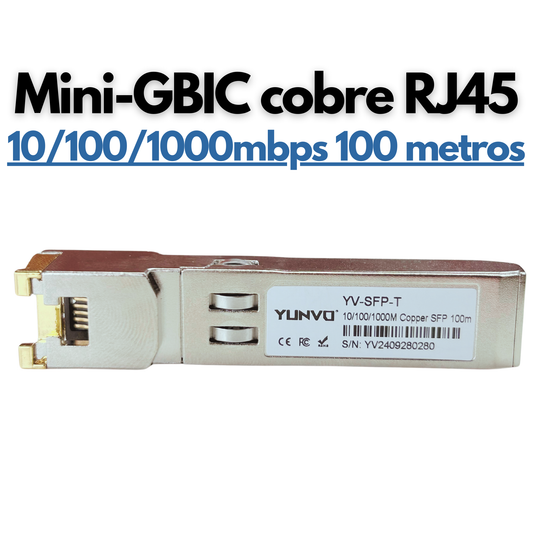 Transceptor Mini GBIC de cobre SFP RJ45 100 metros