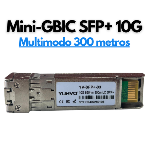 Transceptor Mini GBIC SFP+ LC 10G Dúplex 850nm 300 metros
