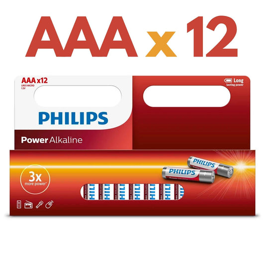 Ahorro Pack! 12 baterías alcalinas AAA LR03P12B/97 de marca Philips - LA CASA DEL TELEFONO