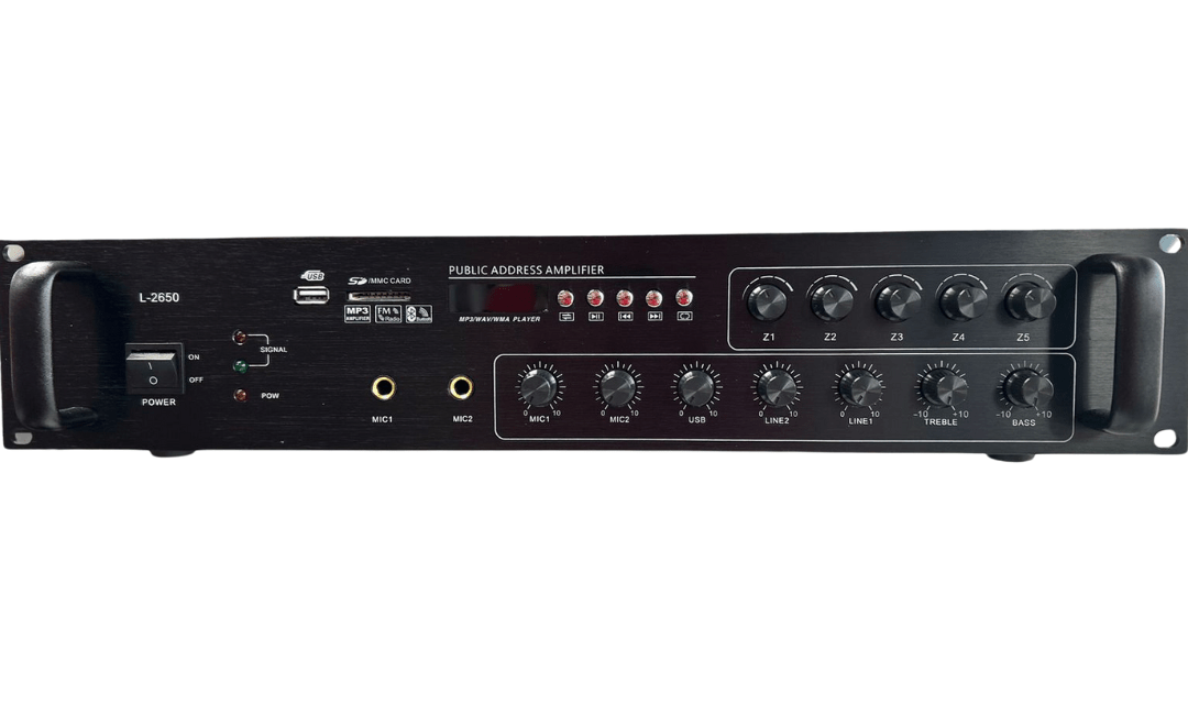 Amplificador de PA L-2650 de 650W, 5 zonas, USB SD FM Bluetooth - LA CASA DEL TELEFONO