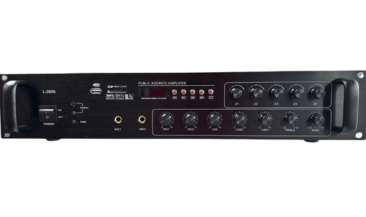 Amplificador de PA L-2650 de 650W, 5 zonas, USB SD FM Bluetooth - LA CASA DEL TELEFONO