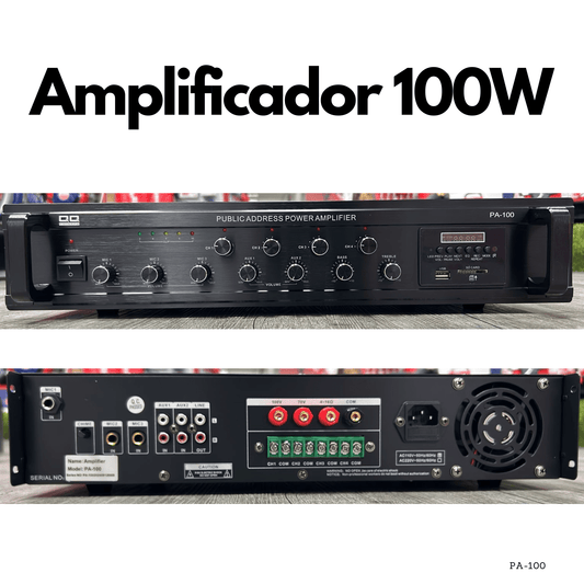 Amplificador PA-100 de 100W 4 zonas reproductor USB SD FM BT - LA CASA DEL TELEFONO