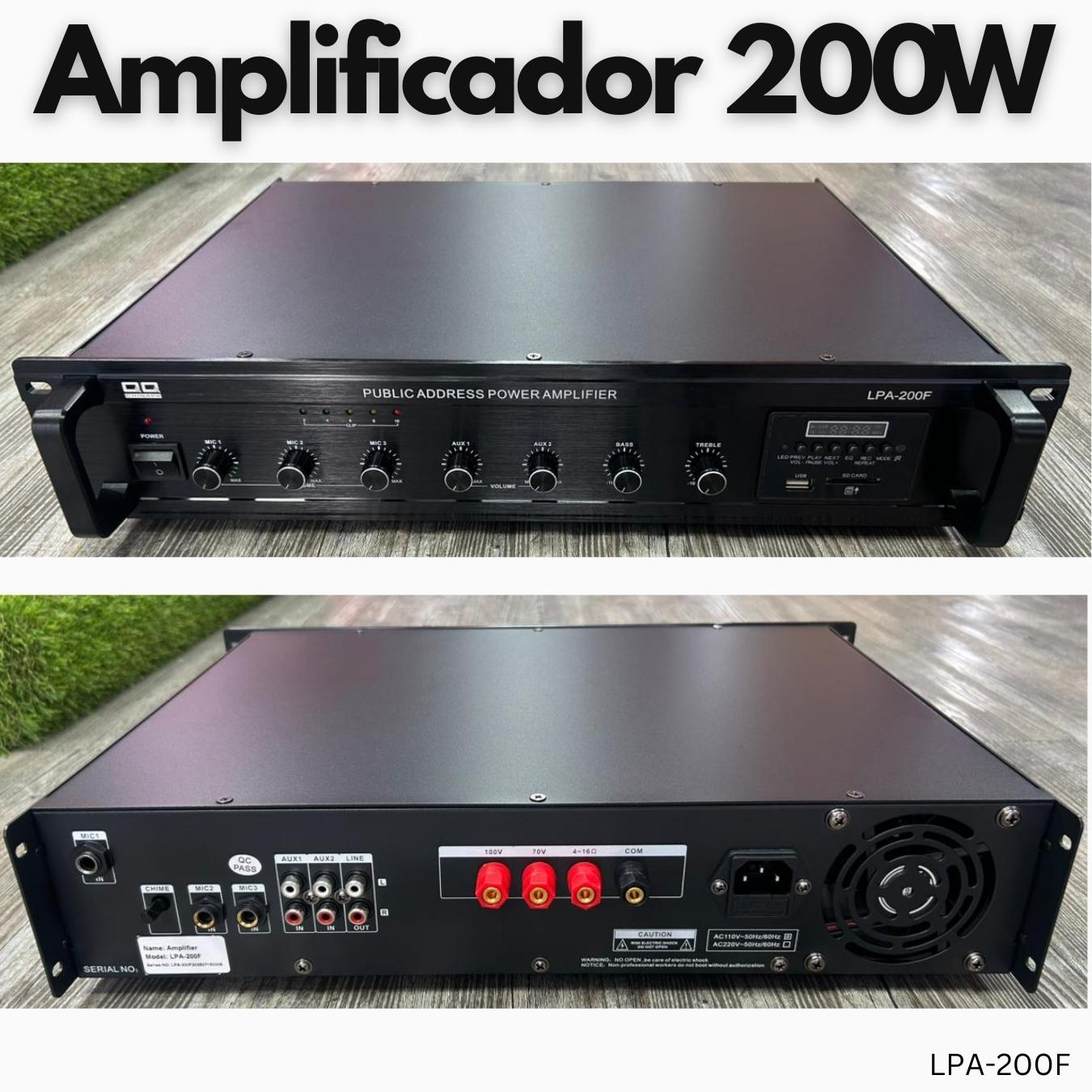 Amplificador PA de 200W para música ambiental y voceo - LA CASA DEL TELEFONO