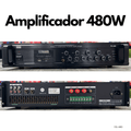 Amplificador PA de 480W, 4 zonas, USB SD FM Bluetooth