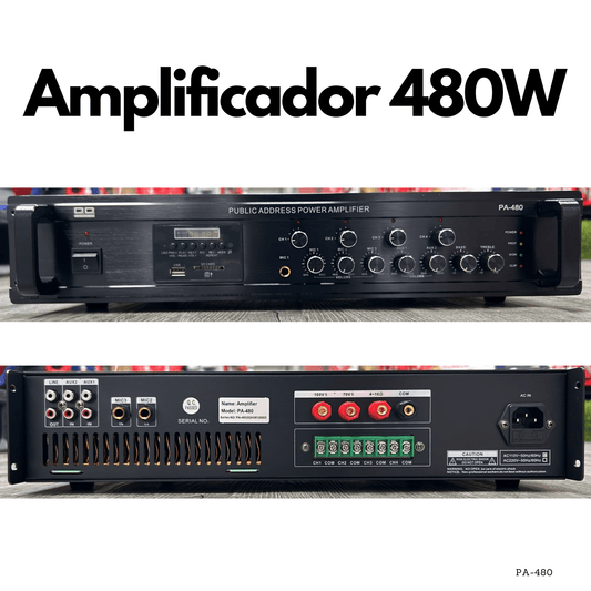 Amplificador PA de 480W, 4 zonas, USB SD FM Bluetooth - LA CASA DEL TELEFONO