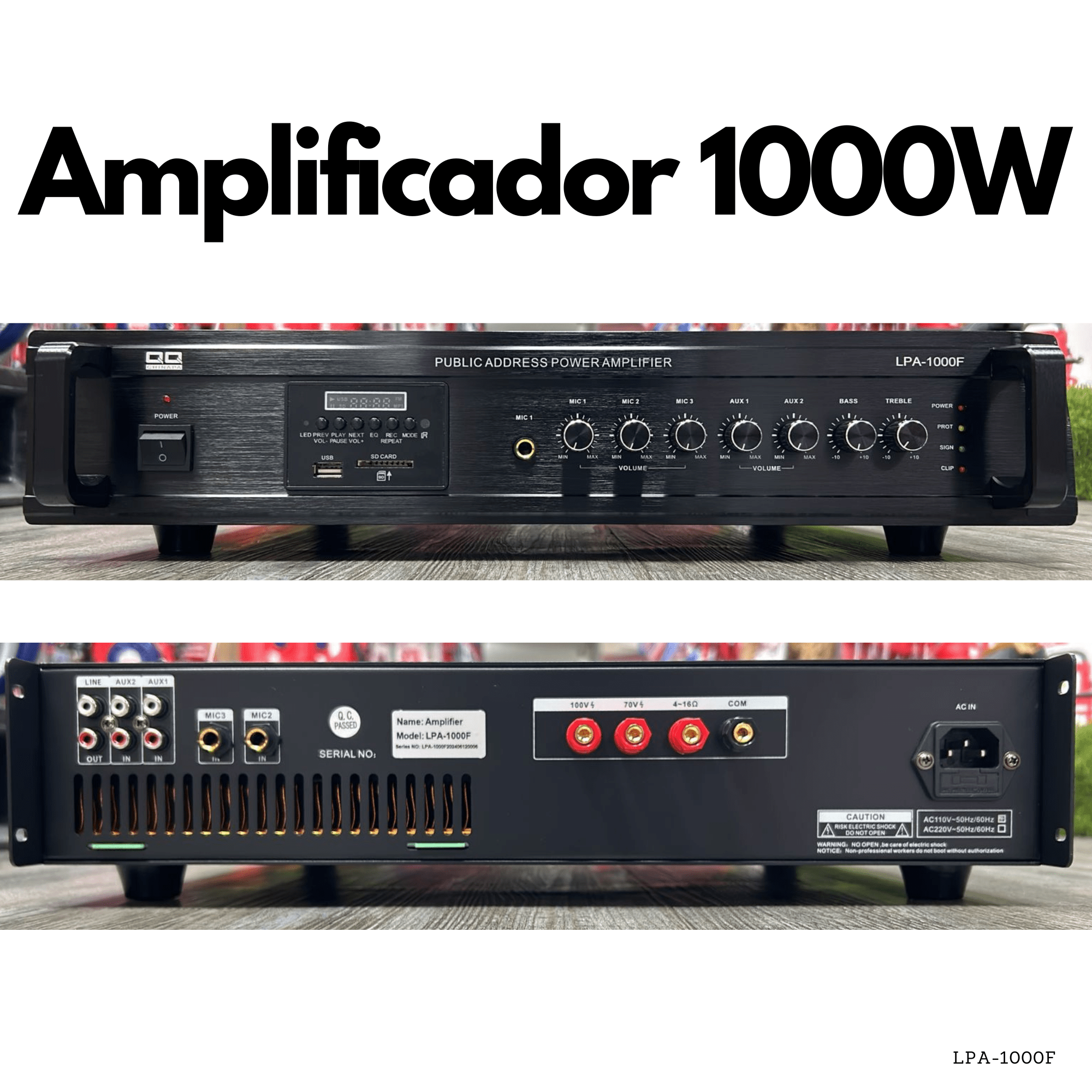 Amplificador PA LPA-1000F de 1000W USB SD FM Bluetooth - LA CASA DEL TELEFONO
