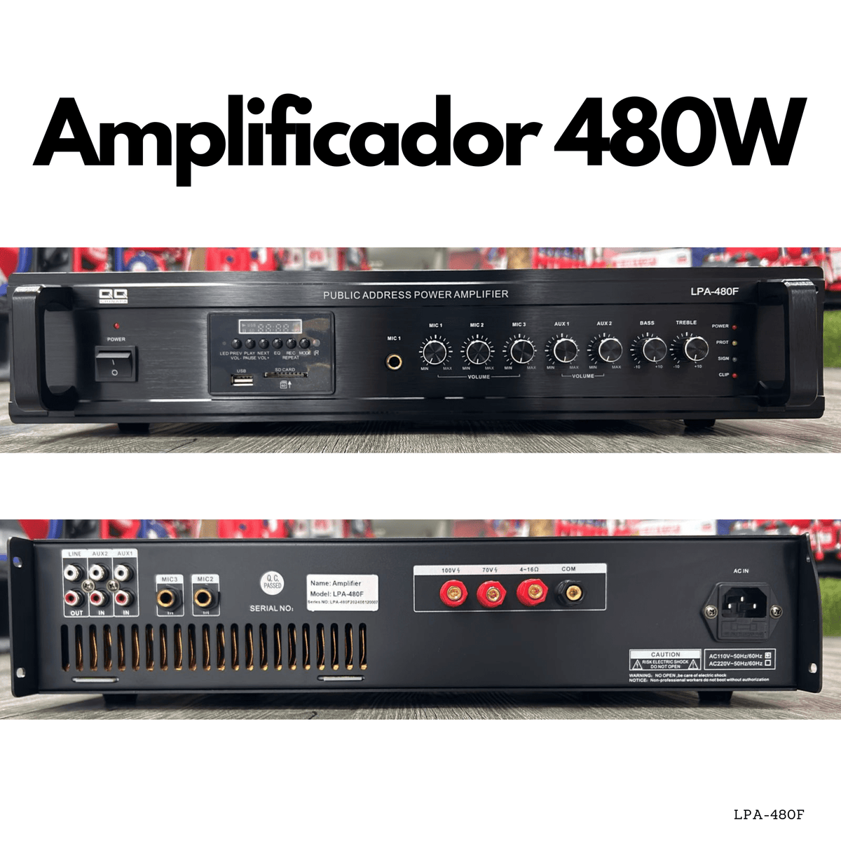 Amplificador PA LPA-480F de 480W reproductor USB SD FM Bluetooth - LA CASA DEL TELEFONO