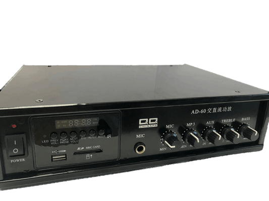 Amplificador portátil de 60W, 12VDC / 110VAC, control remoto – AD-60 - LA CASA DEL TELEFONO