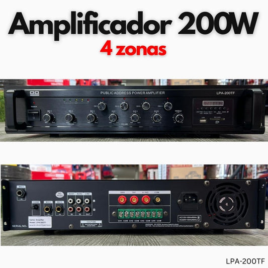 amplificador para voceo y musica de 200w