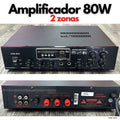 Amplificador 80W 2 zonas para música ambiental y voceo