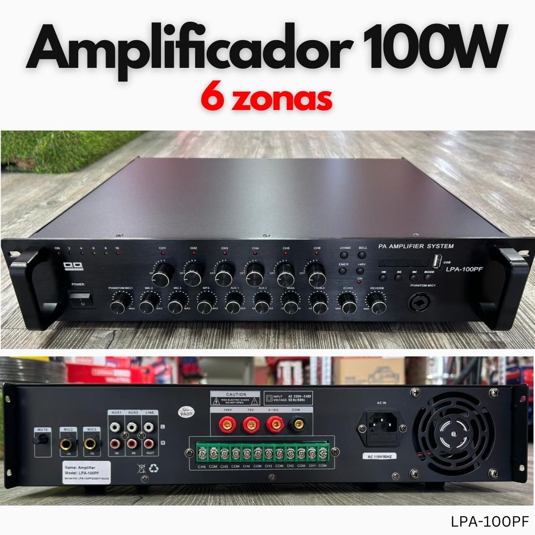 amplificador para musica y voceo 100w