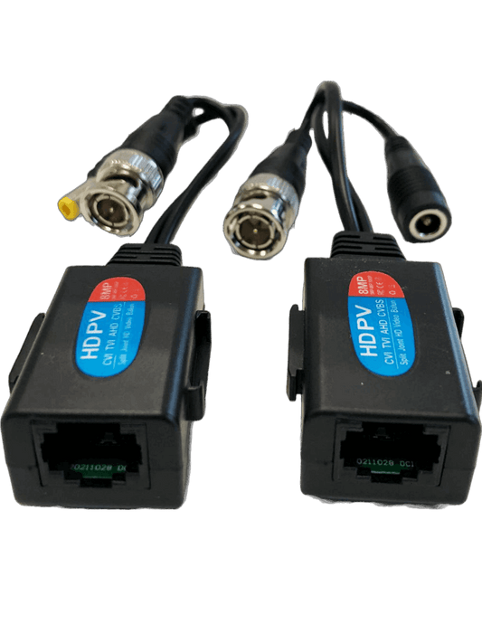 Balun de Video con alimentación para cámaras HD – CVI / TVI / AHD hasta 8MP – CV-VB501PV8M - LA CASA DEL TELEFONO
