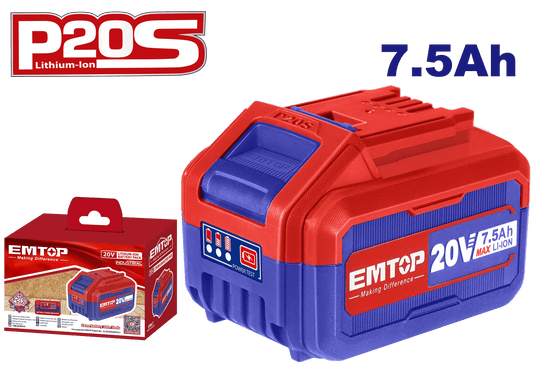 Batería de litio industrial recargable P20S de alta capacidad 20V 7.5Ah Emtop EBPK2075 - LA CASA DEL TELEFONO