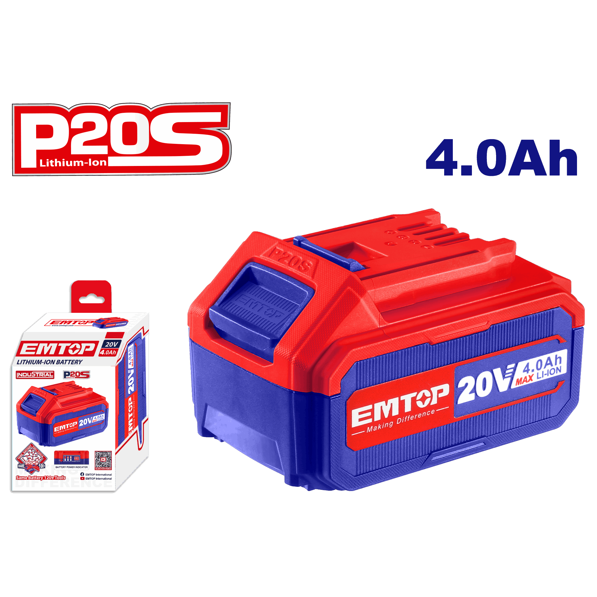 Batería industrial recargable P20S 20V 4.0Ah - LA CASA DEL TELEFONO