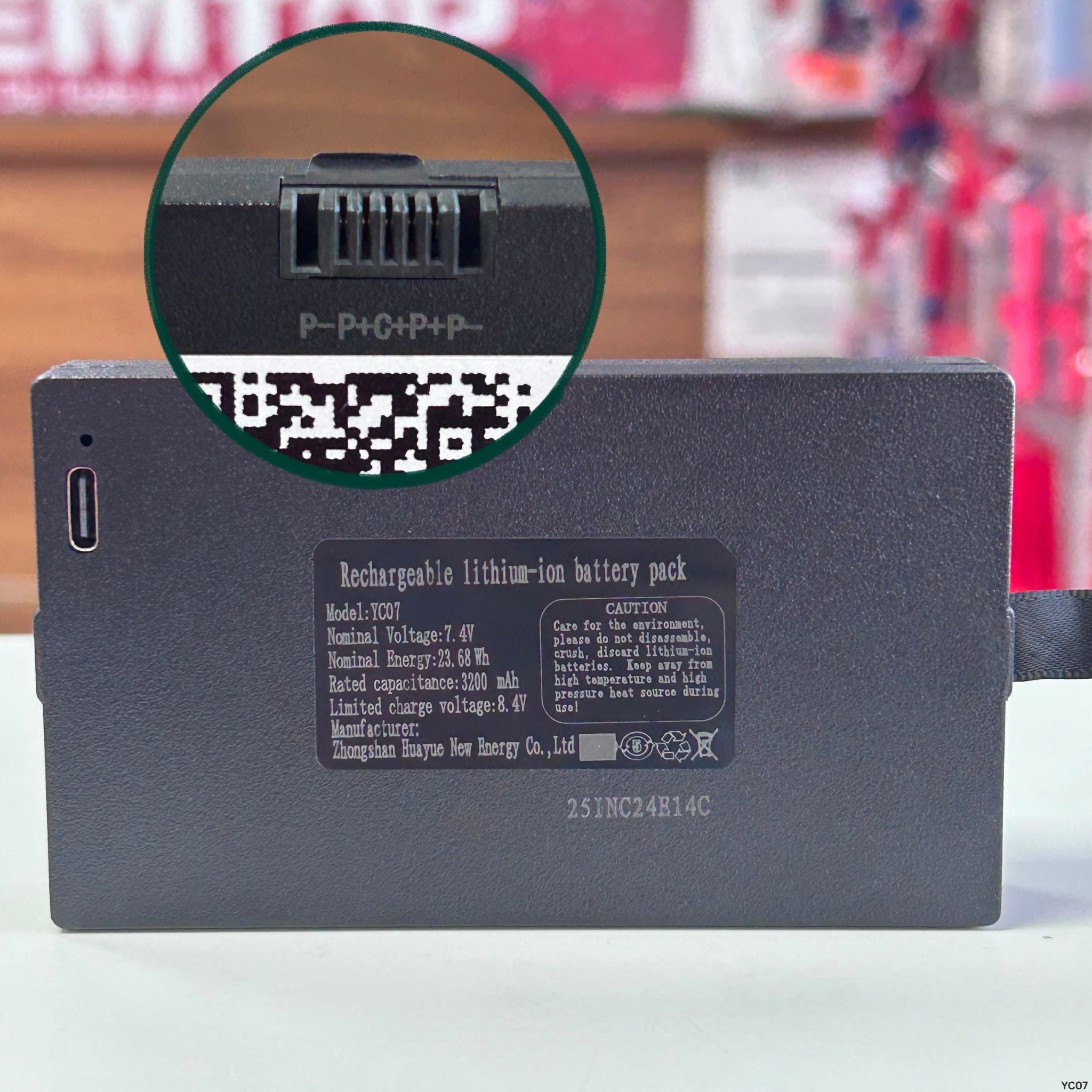Batería Li-Ion YC07 7.4V para cerradura inteligente USB-C 