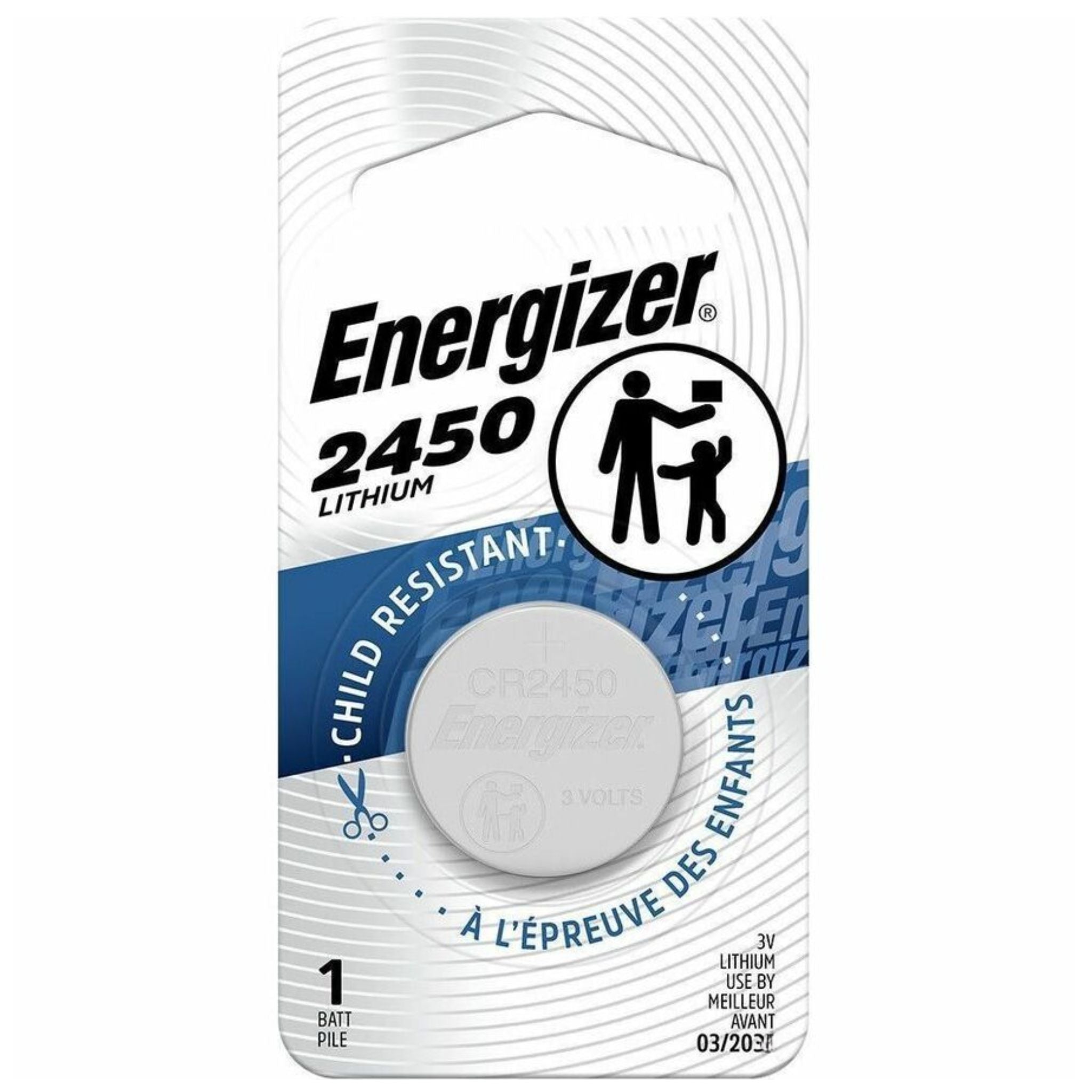 Batería litio CR2450 3V Energizer 620mAh para llave auto y GPS tracker