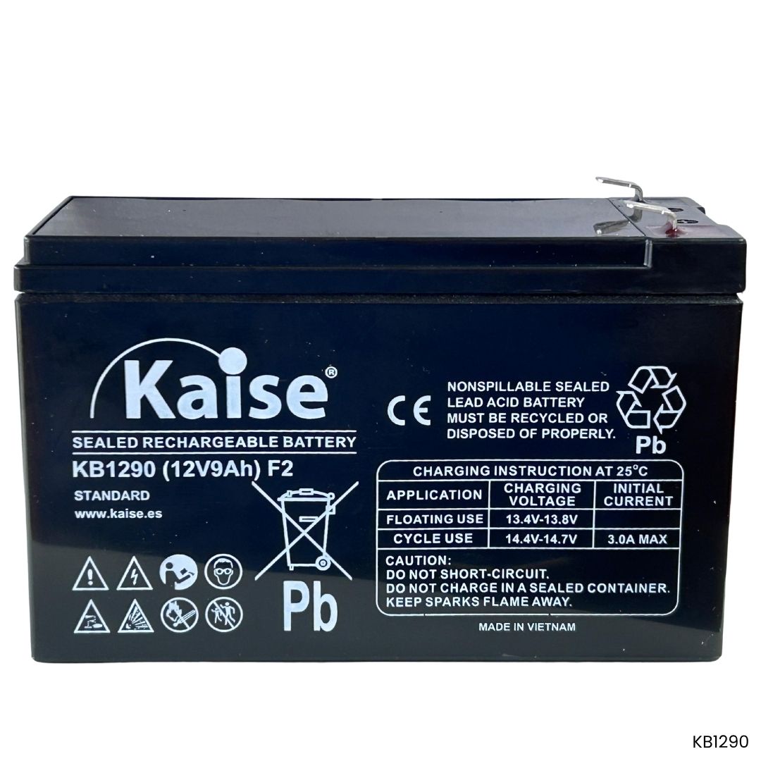 Batería sellada recargable 12V 9Ah terminal F2 Kaise KB1290 para UPS y alarmas 