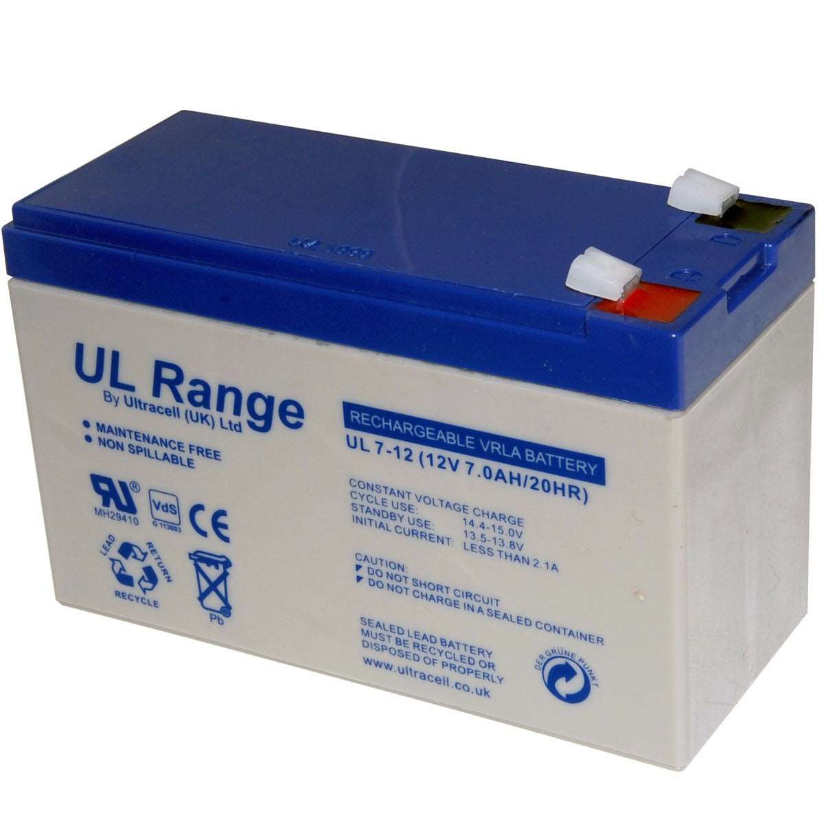 Batería sellada Ultracell UL7-12 de 12V 7AH, libre de mantenimiento - LA CASA DEL TELEFONO