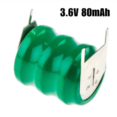 Batería recargable 3V 80mAh Ni-Mh con 3 pines para soldar