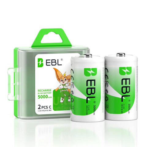 Paquete de 2 baterías recargables C 1.2V 5000mAh