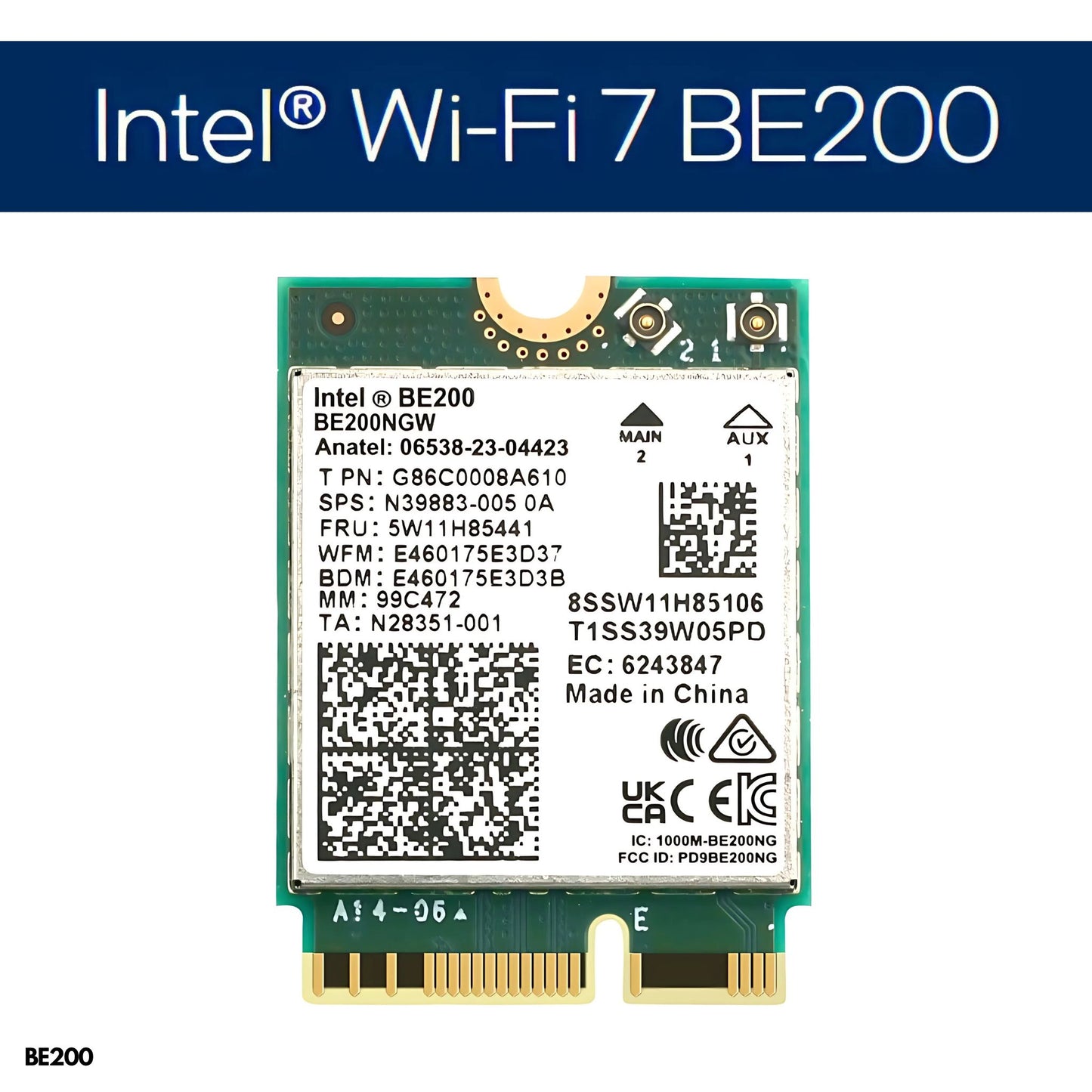 Adaptador inalámbrico Intel BE200 Wi-Fi 7, 2x2