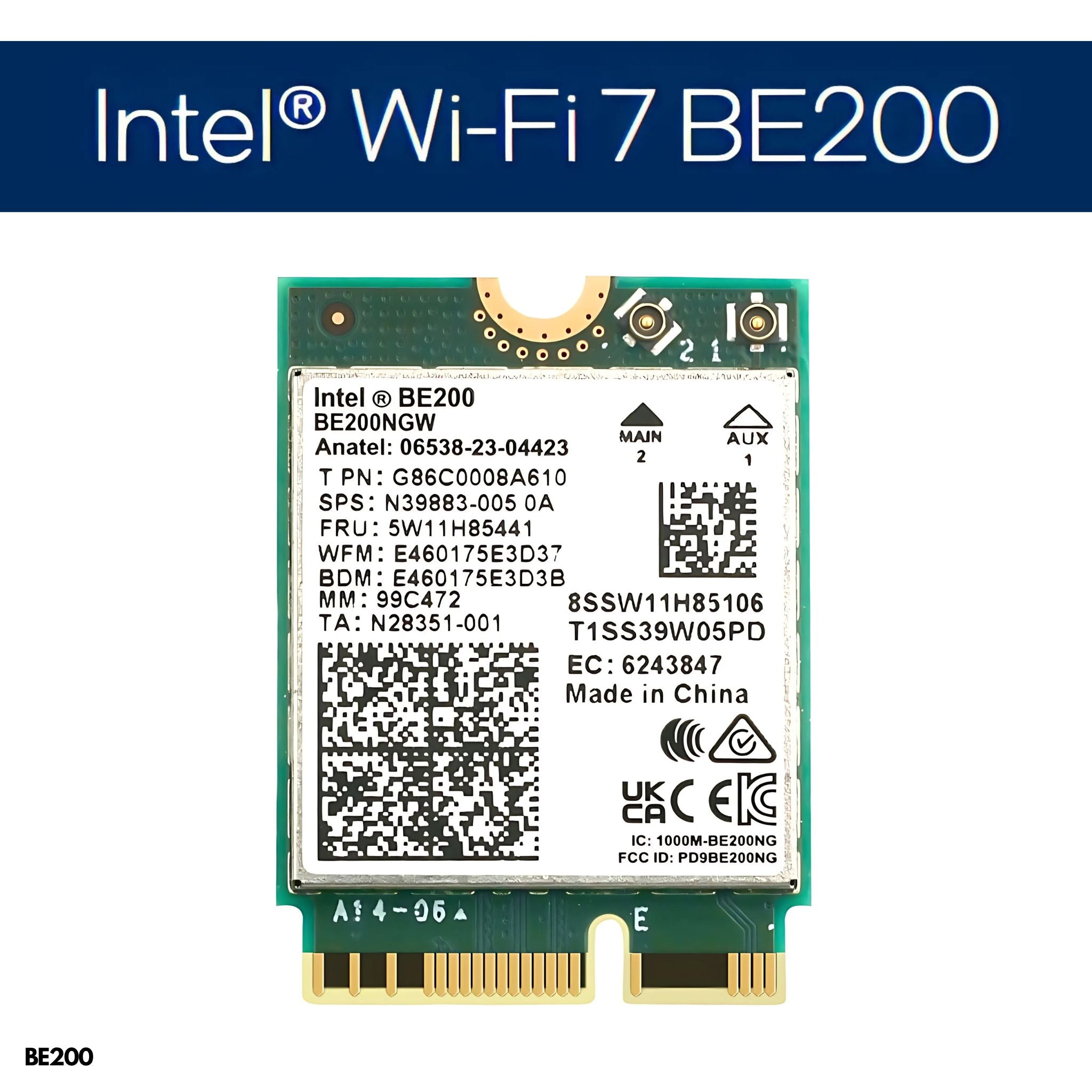 Adaptador inalámbrico Intel BE200 Wi-Fi 7, 2x2