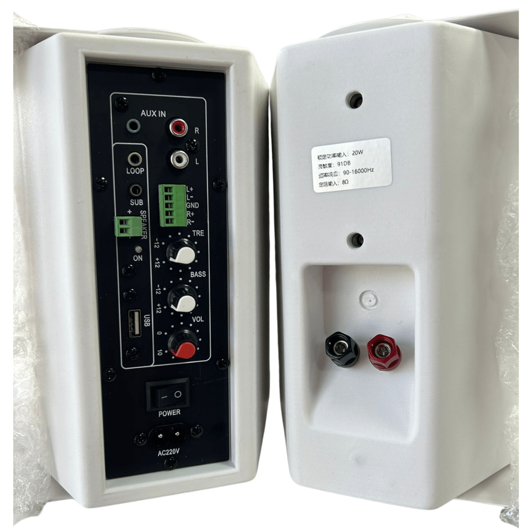 Bocina con amplificador inalámbrica por Bluetooth, 20W, montaje en pared, color blanco – TL-A5BT - LA CASA DEL TELEFONO