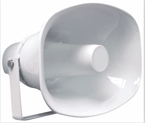 Bocina tipo trompeta de 30W, línea de 100V, para Sistemas de voceo, en color blanco – LHJ-803 - LA CASA DEL TELEFONO