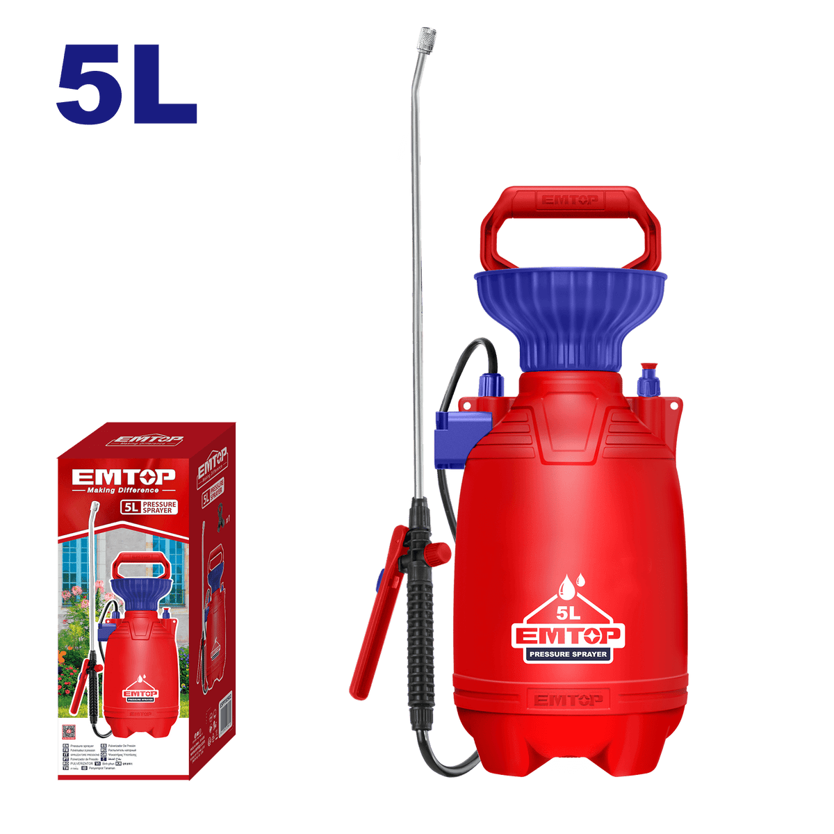 Bomba para fumigar con tanque de 5L Emtop ESPP30502 - LA CASA DEL TELEFONO