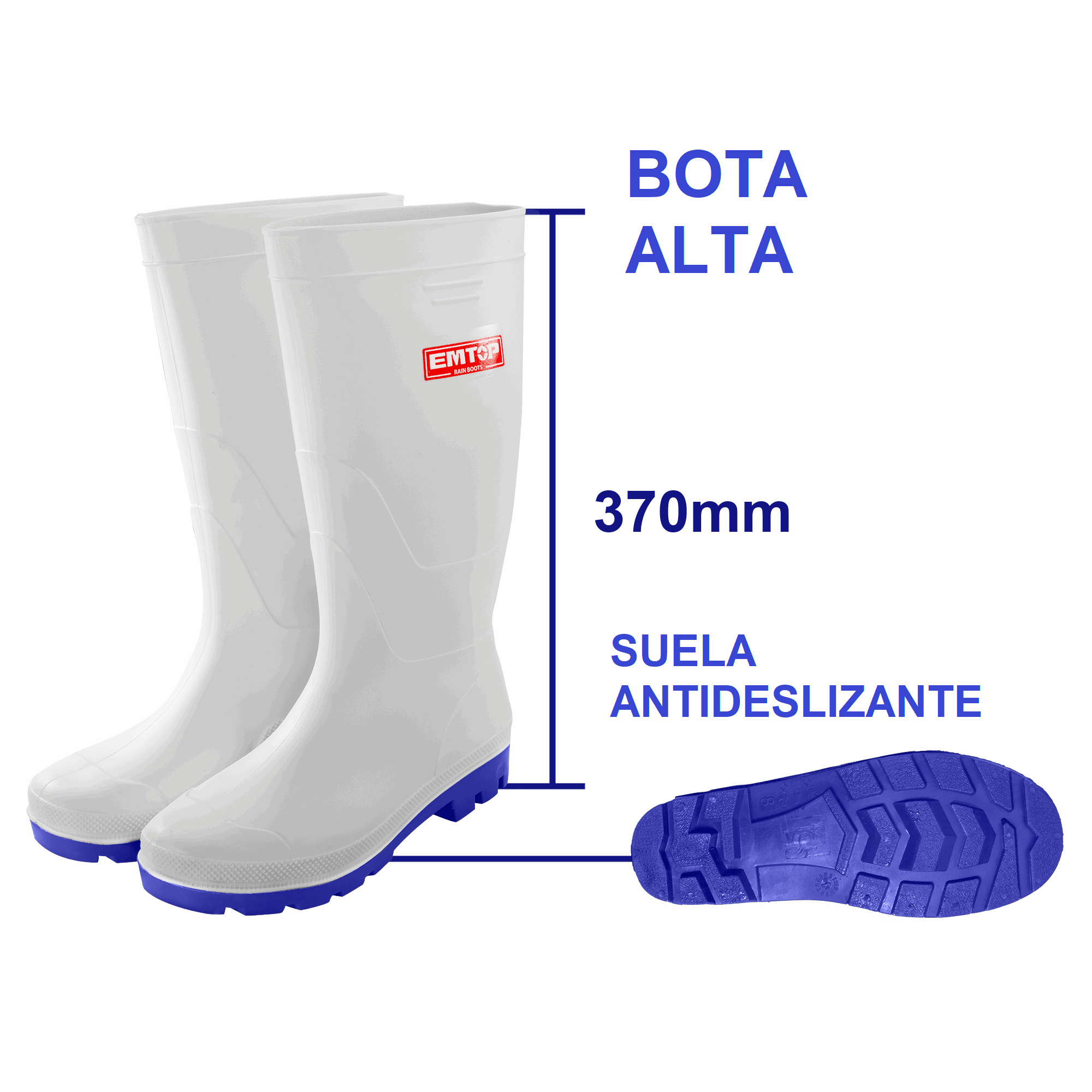 Botas de lluvia en color blanco con suela antideslizante - EMTOP ERBTW - LA CASA DEL TELEFONO