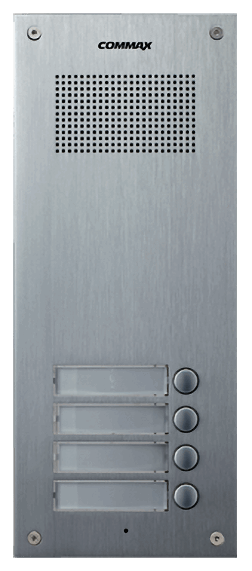 Botonera de edificio 4 botones Commax DR-4UM panel aluminio portero