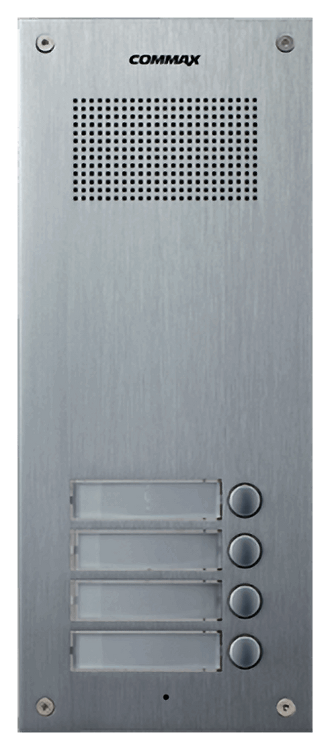 Botonera de edificio 4 botones Commax DR-4UM panel aluminio portero